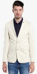 Jack & Jones Cream Solid Regular Fit Blazer men