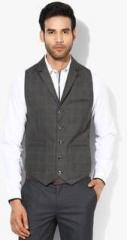 Jack & Jones Grey Solid Slim Fit Waistcoats men