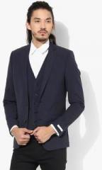 Jack & Jones Navy Blue Checked Blazer men