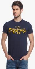 Jack & Jones Navy Blue Printed Round Neck T Shirt men