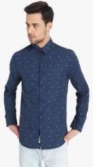 Jack & Jones Navy Blue Printed Slim Fit Casual Shirt men