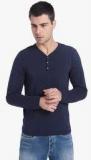 Jack & Jones Navy Blue Solid Henley T Shirt men