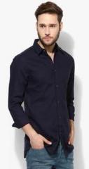 Jack & Jones Navy Blue Solid Slim Fit Casual Shirt men