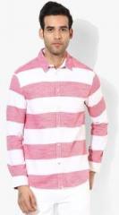 Jack & Jones Pink Striped Slim Fit Casual Shirt men