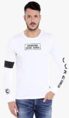 Jack & Jones White Printed Slim Fit Round Neck T Shirt men