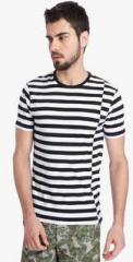 Jack & Jones White Striped Slim Fit Round Neck T Shirt men