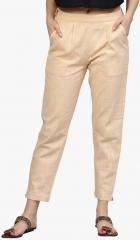 Jaipur Kurti Beige Textured Coloured Pants women