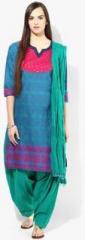 Jaipur Kurti Cotton Blue Kurti With Green Patiala Salwar And Dupatta women