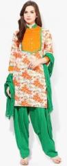 Jaipur Kurti Cotton Orange Kurti With Flag Green Patiala Salwar And Duptta women