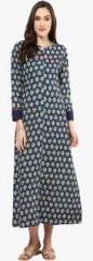 Jaipur Kurti Navy Blue Printed Gown women