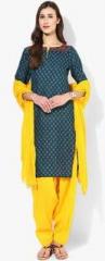 Jaipur Kurti Navy Blue Printed Poly Cotton Salwar Kameez Dupatta women