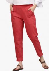 Jaipur Kurti Red Textured Coloured Pant women