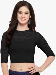 Janasya Black Self Pattern Saree Blouse women