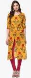 Janasya Yellow Printed Kurta women