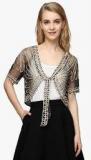 Jc Collection Black Embroidered Shrug Women