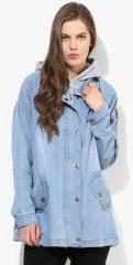 Jc Collection Blue Solid Hoodie women