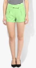 Jc Collection Green Solid Shorts women