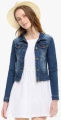 Jc Collection Navy Blue Washed Winter Jacket women