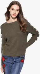 Jc Collection Olive Self Design Sweater women