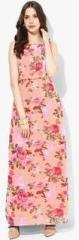 Jc Collection Peach Coloured Printed Maxi Dress women