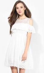 Jc Collection White Colored Embroidered Skater Dress women