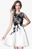 Jc Collection White Embroidered Skater Dress Women