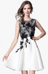 Jc Collection White Embroidered Skater Dress women