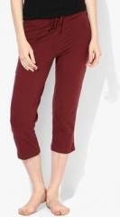 Jockey Maroon Solid Loungewear Capri women