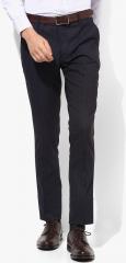 John Miller Navy Blue Checked Slim Fit Formal Trouser men