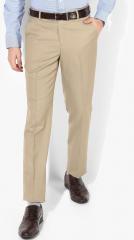 John Players Beige Self Design Regular Fit Formal Trouser men