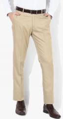 John Players Beige Textured Slim Fit Formal Trouser men