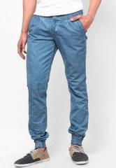 John Players Blue Solid Casual Trouser men