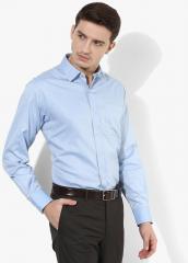 John Players blue Solid Slim Fit Formal Shirt men