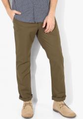 John Players Brown Solid Low Rise Slim Fit Chinos men