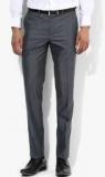 John Players Grey Solid Slim Fit Formal Trouser Men