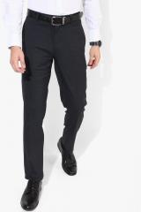 John Players Navy Blue Textured Regular Fit Formal Trouser men