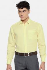 John Players Yellow Solid Regular Fit Formal Shirt men