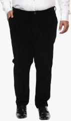 John Pride Black Solid Slim Fit Corduroy Trouser men