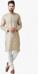 Jompers Beige Self Design Kurta Pyjama men