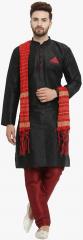 Jompers Black Solid Kurta Pyjama With Dupatta men