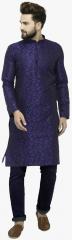 Jompers Blue Woven Design Kurta men