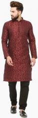 Jompers Maroon Printed Kurta Pyjama men