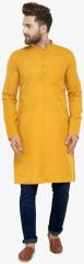 Jompers Mustard Solid Kurta men