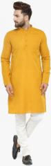 Jompers Mustard Solid Kurta Pyjama men