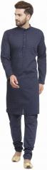 Jompers Navy Blue Printed Kurta Pyjama men