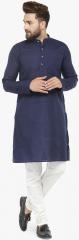 Jompers Navy Blue Solid Kurta Sets men