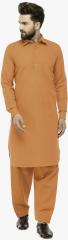 Jompers Orange Solid Kurta Pyjama men