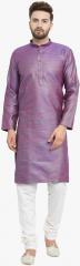 Jompers Purple Self Design Kurta Pyjama men