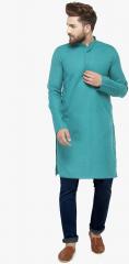 Jompers Sea Green Solid Kurta men