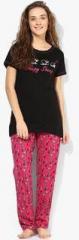 July Nightwear Black Printed Pyjama Set women